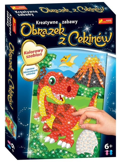 Dinozaur TREX wulkan obrazek z cekinów Kreatywne Zabawy