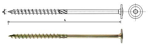 Wkręt do drewna z kołnierzem 6x50MM na TORX ocynk T40 - 100szt Wkręt do drewna z kołnierzem 6x50MM na TORX ocynk T40 - 100szt