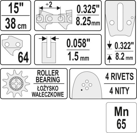 PROWADNICA ŁAŃCUCHA DO PILAREK 15'''' 325U PROWADNICA ŁAŃCUCHA DO PILAREK 15'''' 325U