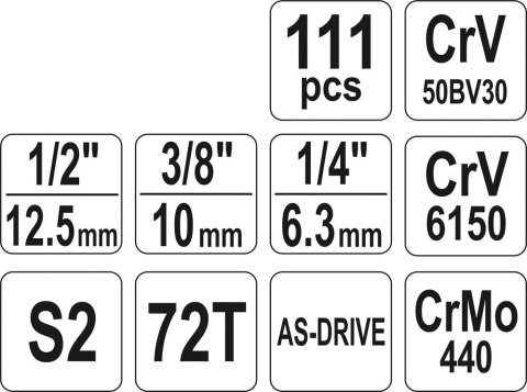 ZESTAW NARZĘDZIOWY 1/4'''' 3/8'''' 1/2'''' 111CZĘŚCI XL ZESTAW NARZĘDZIOWY 1/4'''' 3/8'''' 1/2'''' 111CZĘŚCI XL